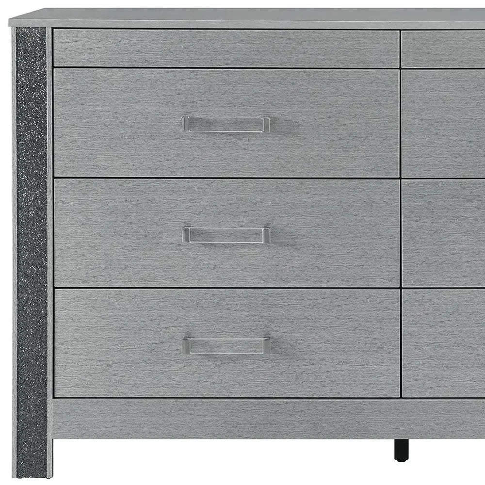 62" Silver Wood Six Drawer Double Dresser HomeRoots