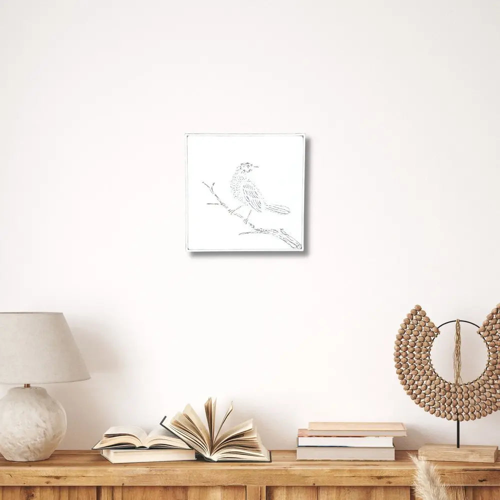 10" X 10" White Bird Metal Square Hanging Wall Decor HomeRoots