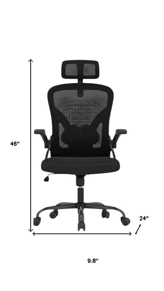 Black Adjustable Height Swivel Rolling Office Chair