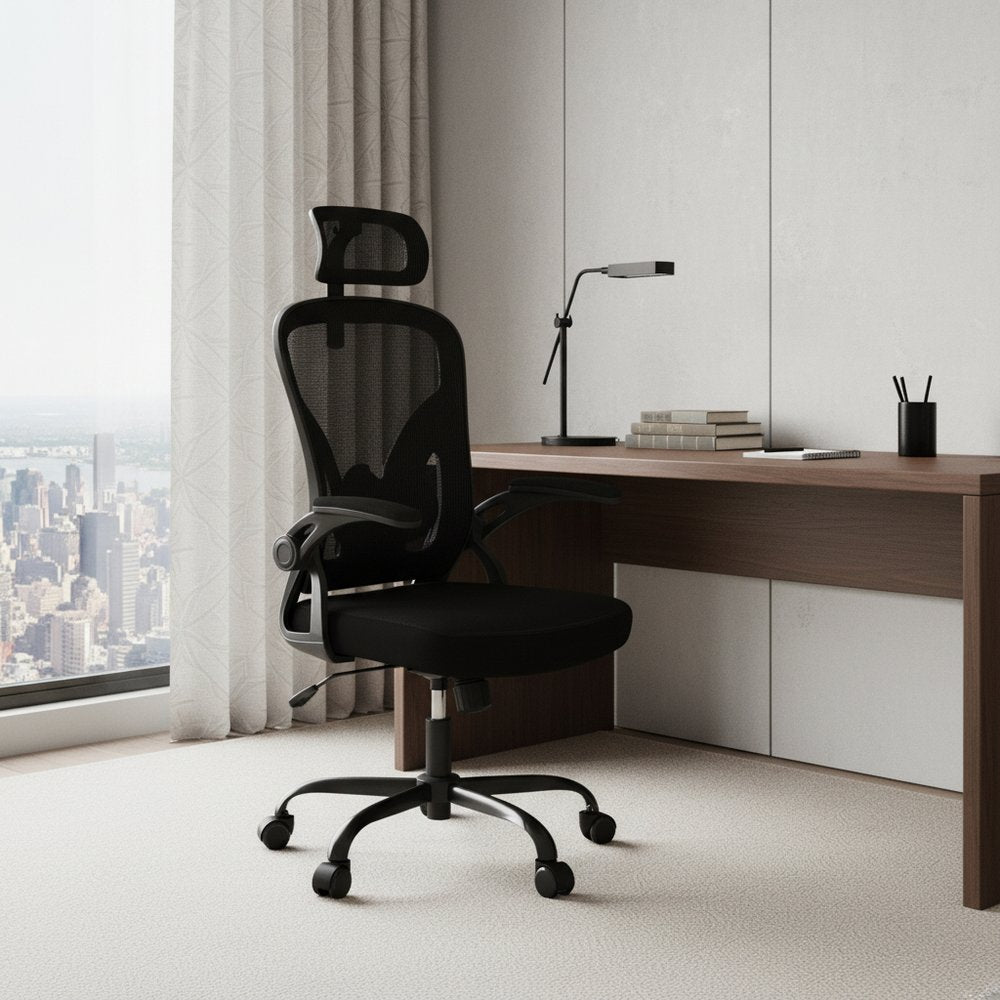 Black Adjustable Height Swivel Rolling Office Chair