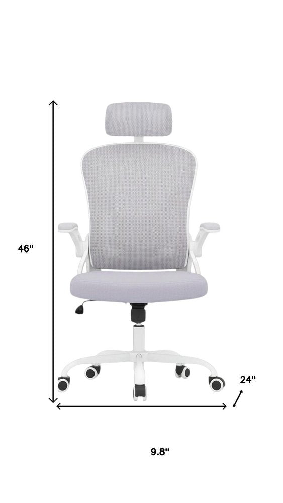 Silla de oficina giratoria con ruedas y altura ajustable en gris, blanco y negro