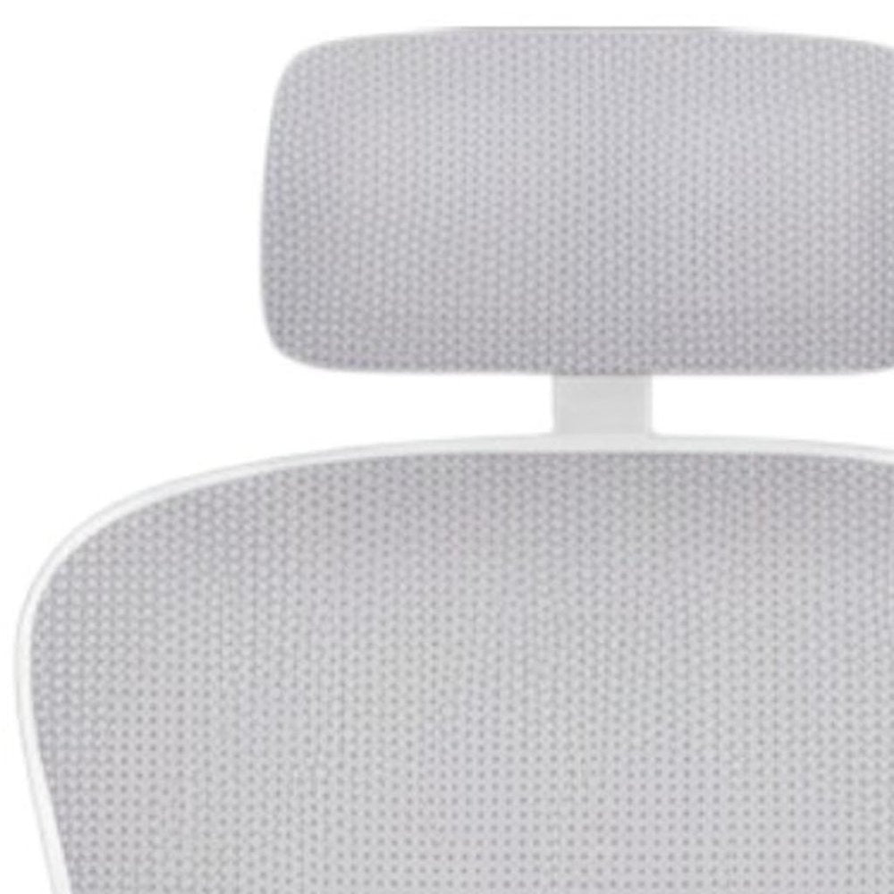Silla de oficina giratoria con ruedas y altura ajustable en gris, blanco y negro