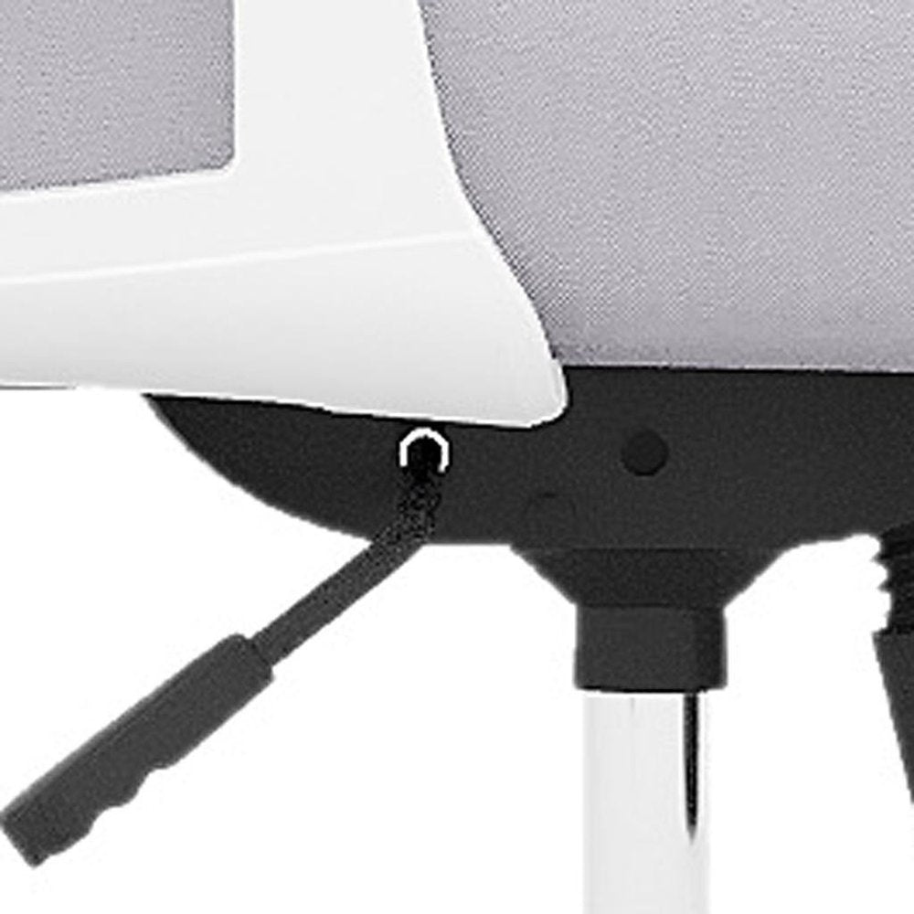 Silla de oficina giratoria con ruedas y altura ajustable en gris, blanco y negro