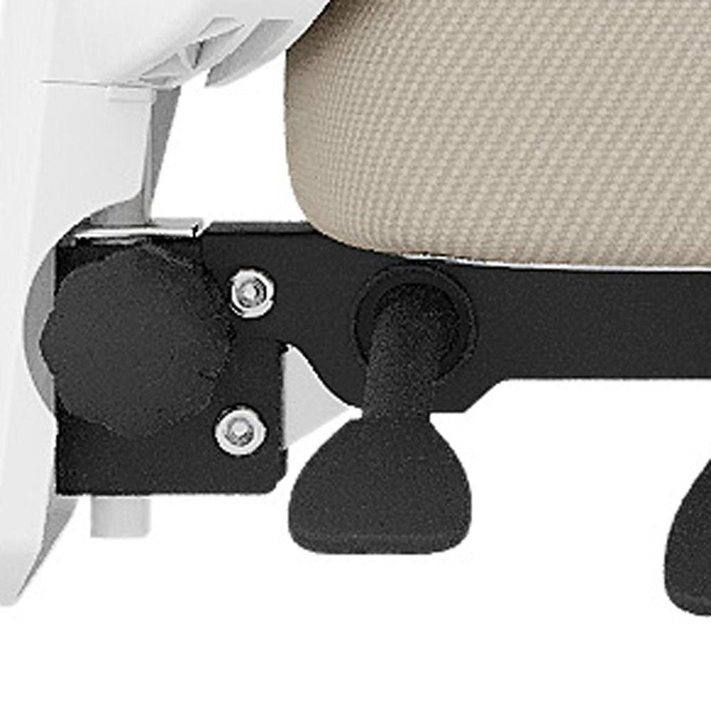 Silla de oficina giratoria con ruedas y altura ajustable en beige, blanco y negro