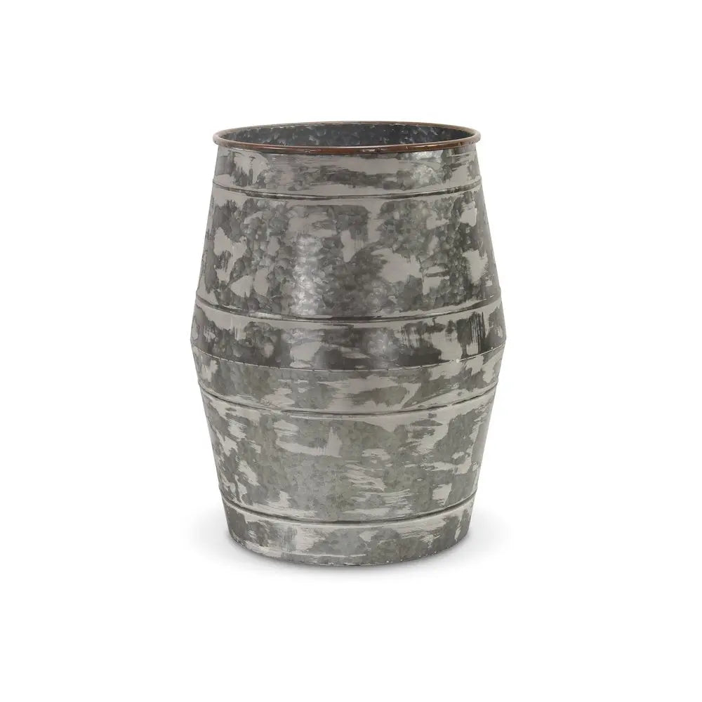 Set of Two Gray Galvanized Metal Cylinder Floor Vases HomeRoots