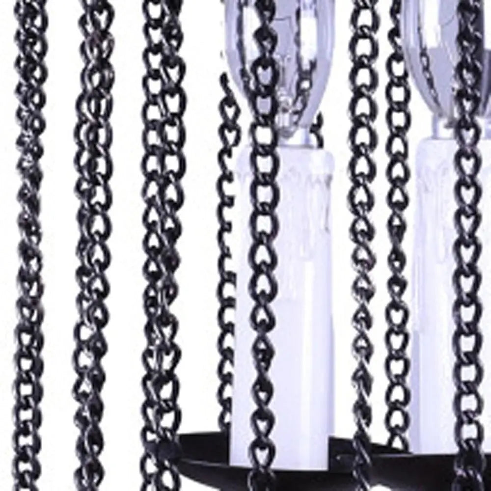 Black And Natural Wood and Metal Cylinder Three Light Dimmable Chandelier HomeRoots