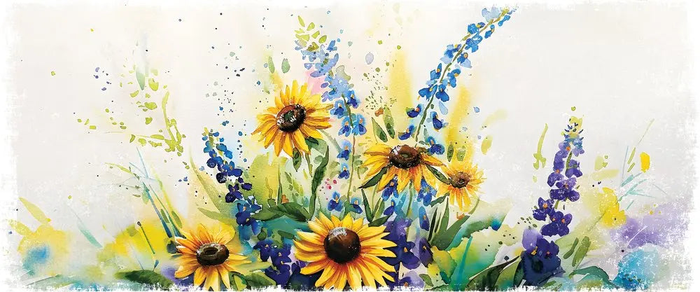 11" X 36" White Yellow And Blue Flower Floral Wood Hanging Wall Decor HomeRoots