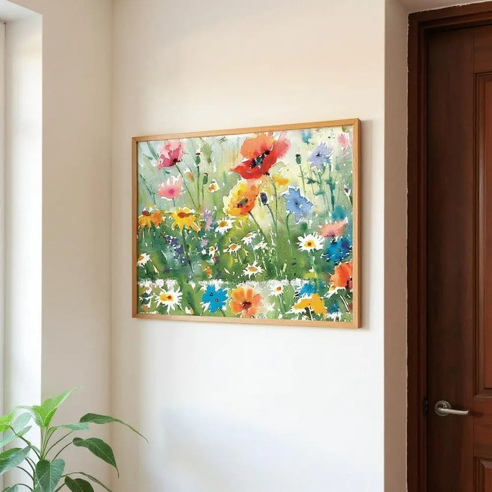 10" X 32" White Green And Red Flower Floral Wood Hanging Wall Decor HomeRoots