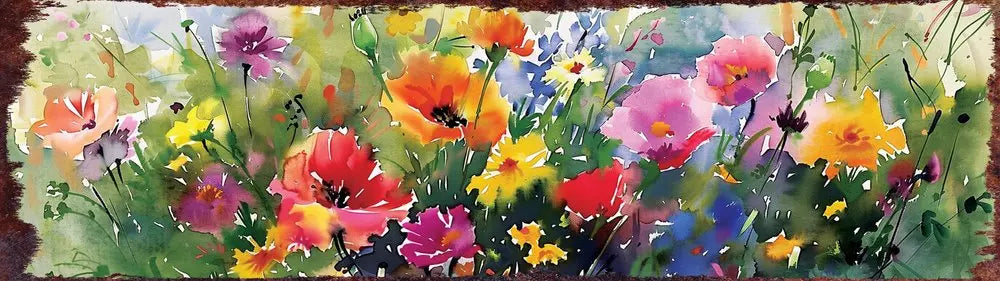 10" X 32" White Green And Red Flower Floral Wood Hanging Wall Decor HomeRoots