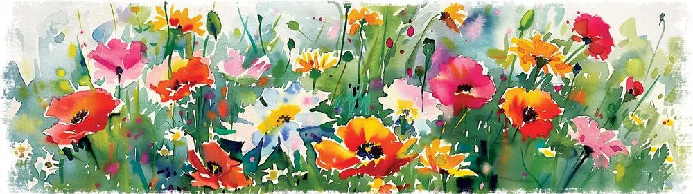 10" X 32" White Green And Red Flower Floral Wood Hanging Wall Decor HomeRoots