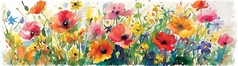 10" X 32" White Green And Red Flower Floral Wood Hanging Wall Decor HomeRoots