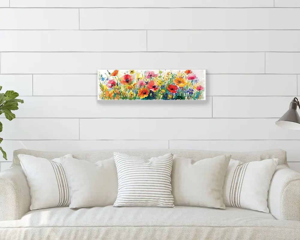 10" X 32" White Green And Red Flower Floral Wood Hanging Wall Decor HomeRoots