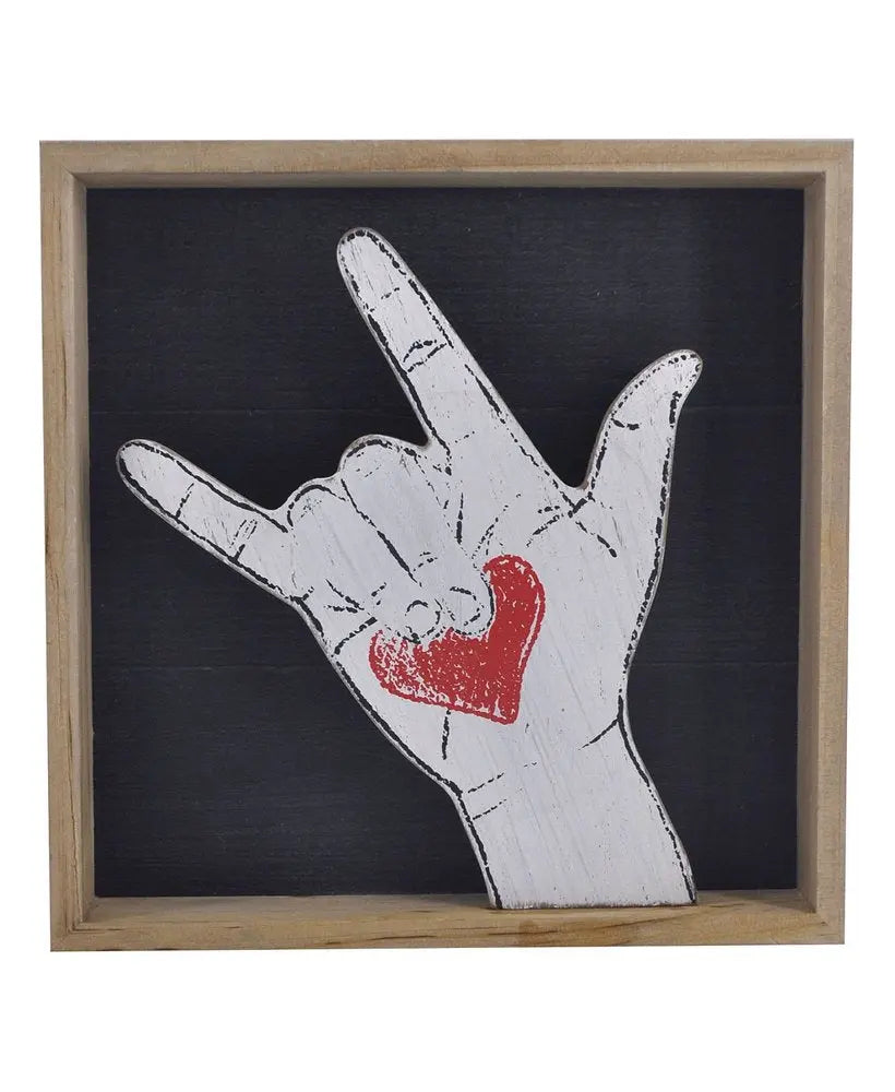 10" X 10" Black White And Red Wood Framed Art HomeRoots