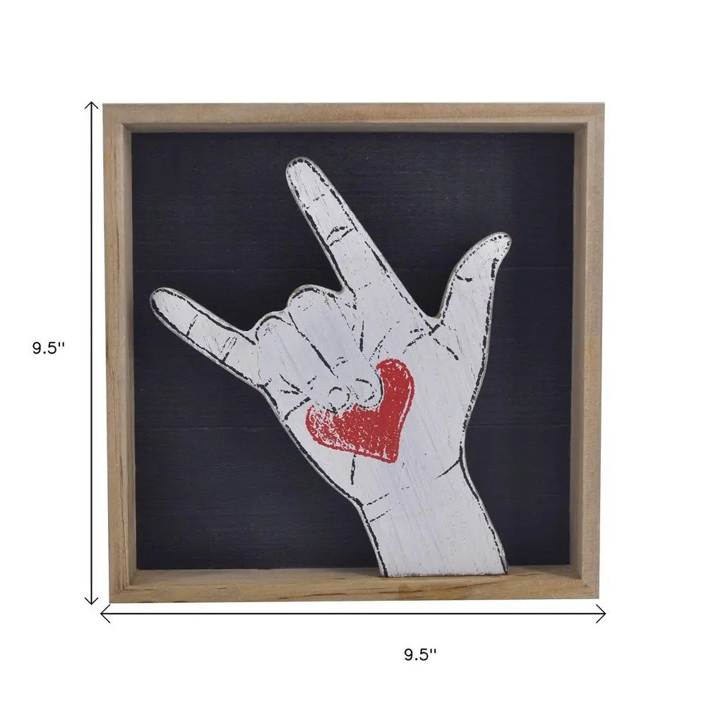 10" X 10" Black White And Red Wood Framed Art HomeRoots