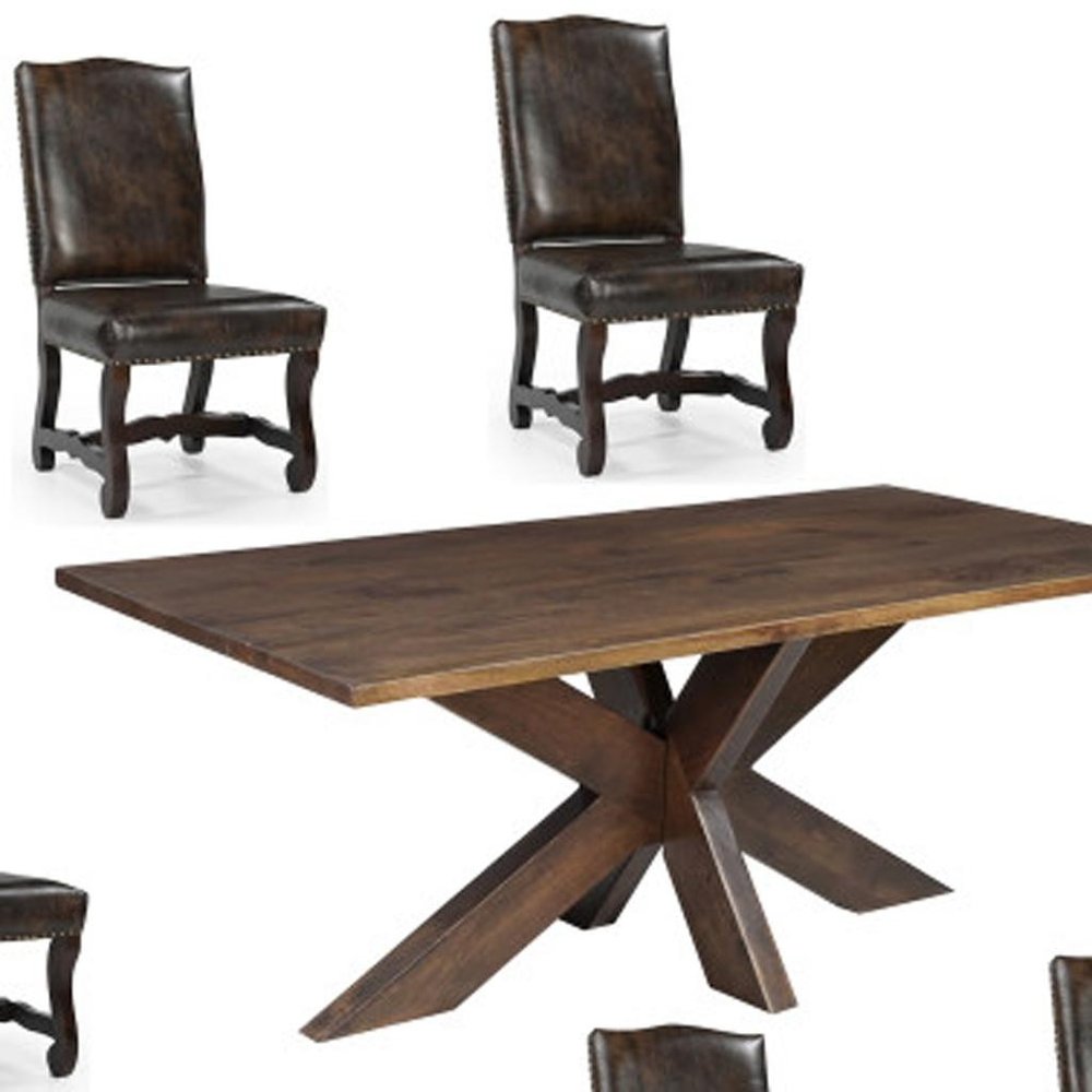 Seven Piece Brown Solid Wood Dining Set with Six Chairs - NOVA HOME FURNITURE