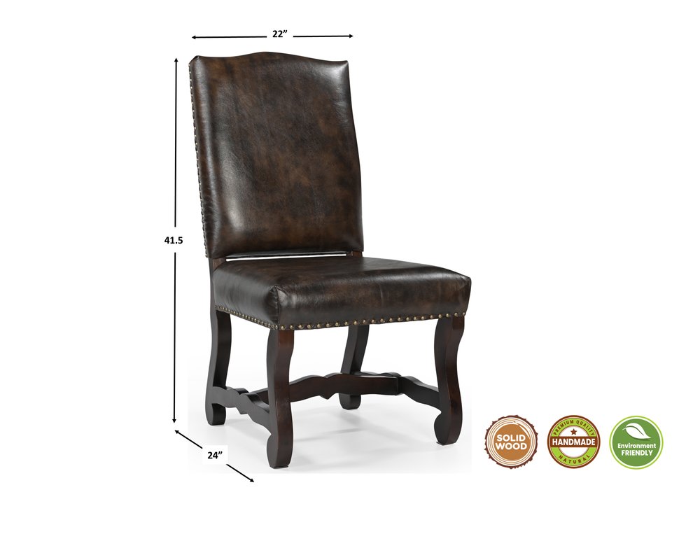 Seven Piece Brown Solid Wood Dining Set with Six Chairs - NOVA HOME FURNITURE