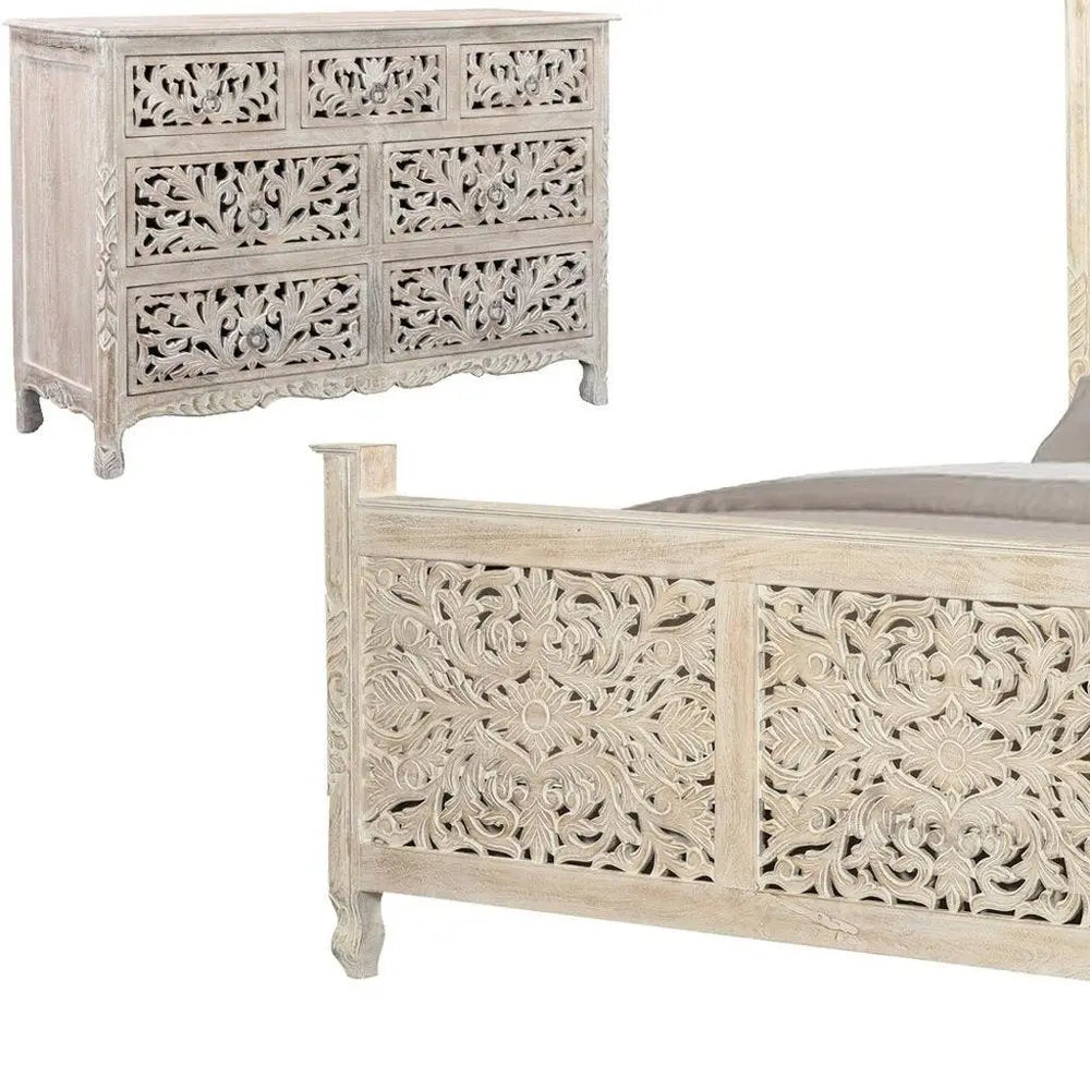 Three Piece White Solid Wood Bedroom Set HomeRoots