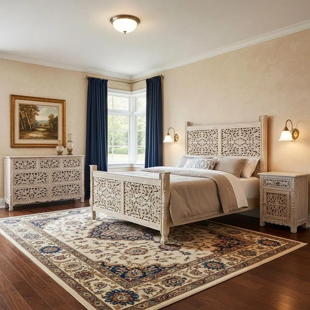 Three Piece White Solid Wood Bedroom Set HomeRoots