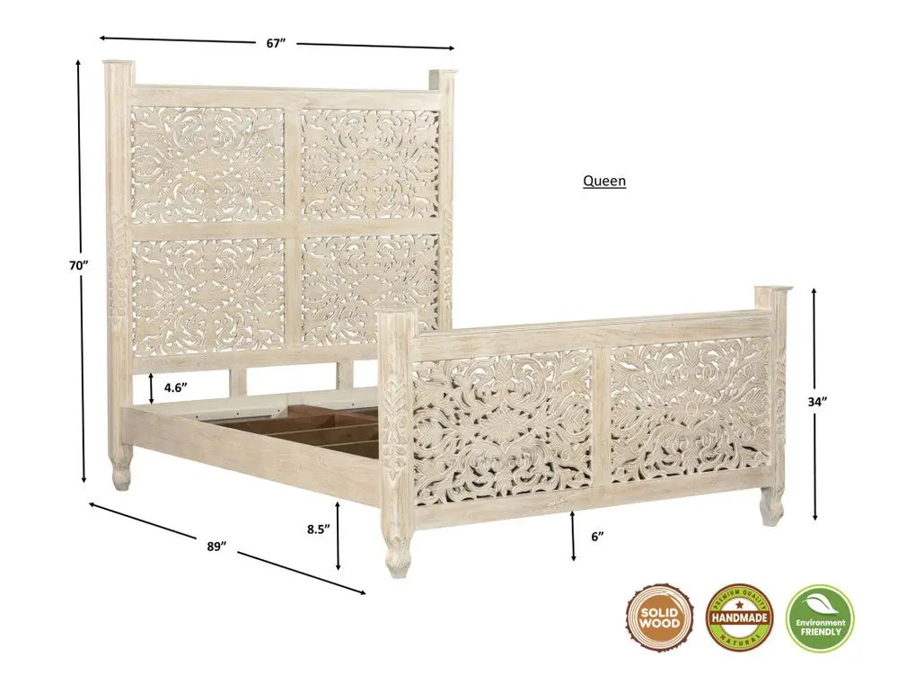 Three Piece White Solid Wood Bedroom Set HomeRoots