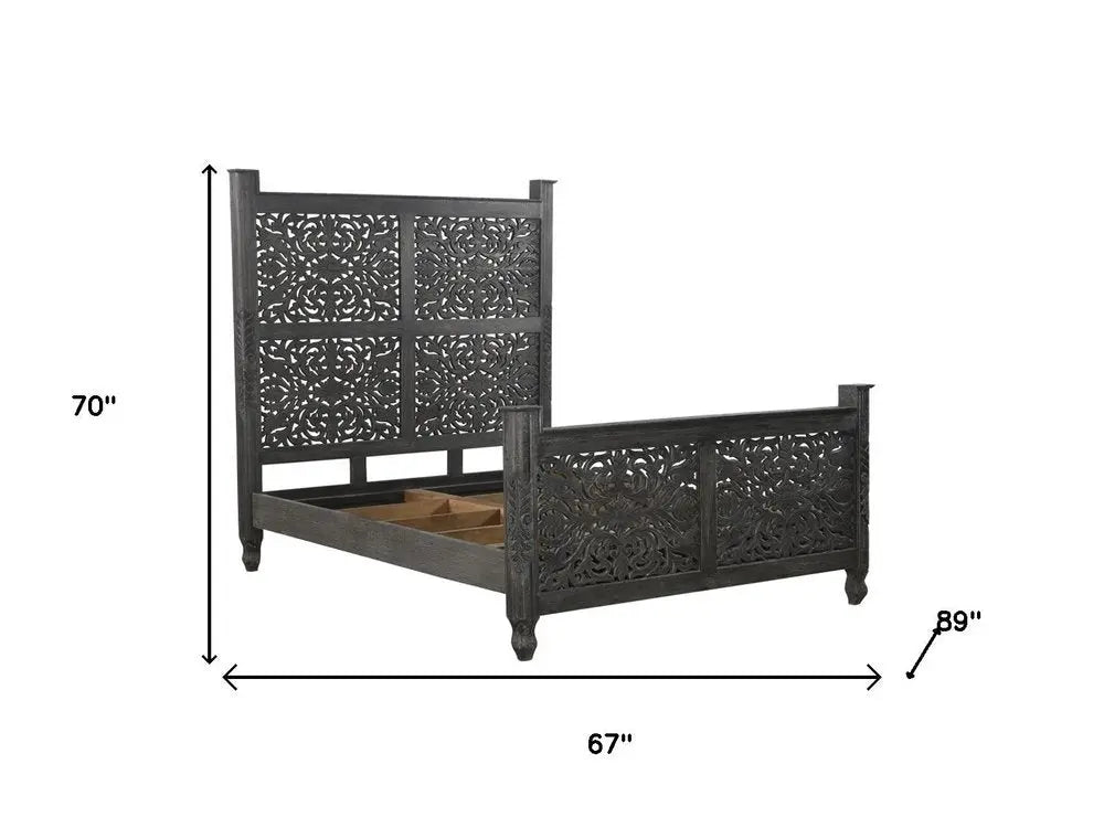 Three Piece Black Solid Wood Bedroom Set HomeRoots