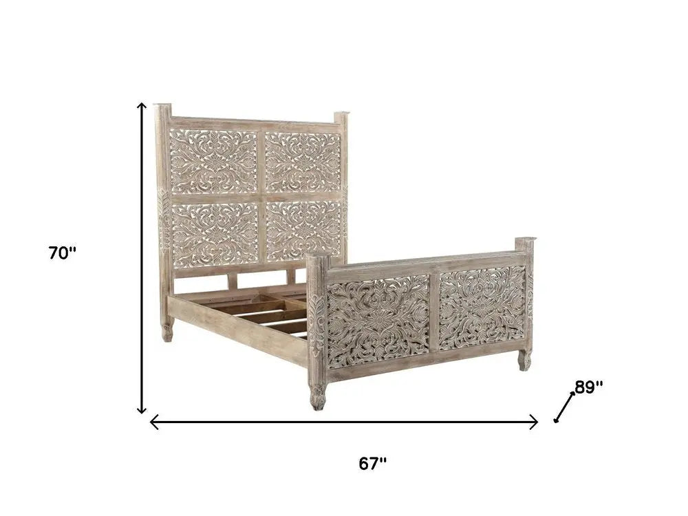 Three Piece Gray Solid Wood Bedroom Set HomeRoots