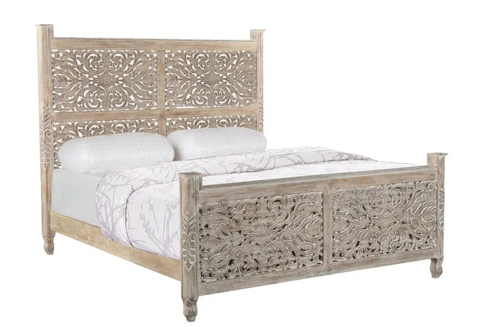 Three Piece Gray Solid Wood Bedroom Set HomeRoots