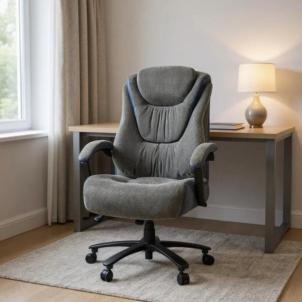 Set of Two Gray and Black Adjustable Height Swivel Rolling Executive Office Chair HomeRoots