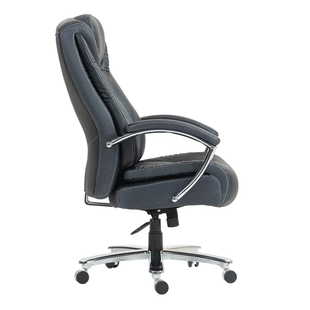 Set of Two Black and Silver Adjustable Height Swivel Rolling Executive Office Chairs HomeRoots