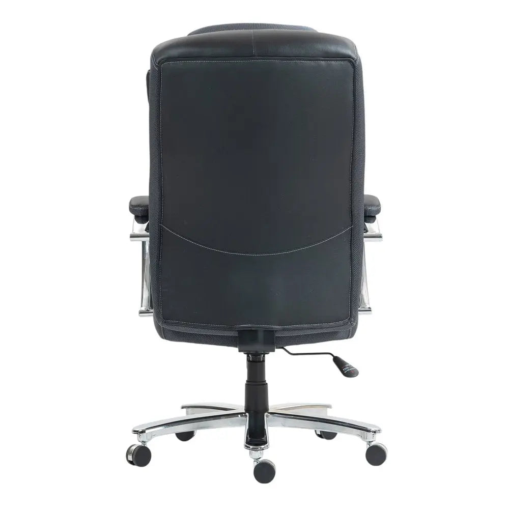Set of Two Black and Silver Adjustable Height Swivel Rolling Executive Office Chairs HomeRoots