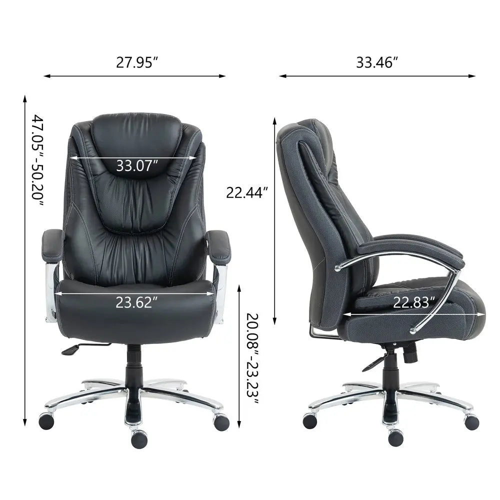 Set of Two Black and Silver Adjustable Height Swivel Rolling Executive Office Chairs HomeRoots