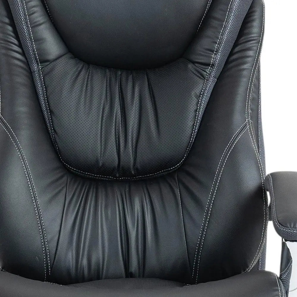 Set of Two Black and Silver Adjustable Height Swivel Rolling Executive Office Chairs HomeRoots