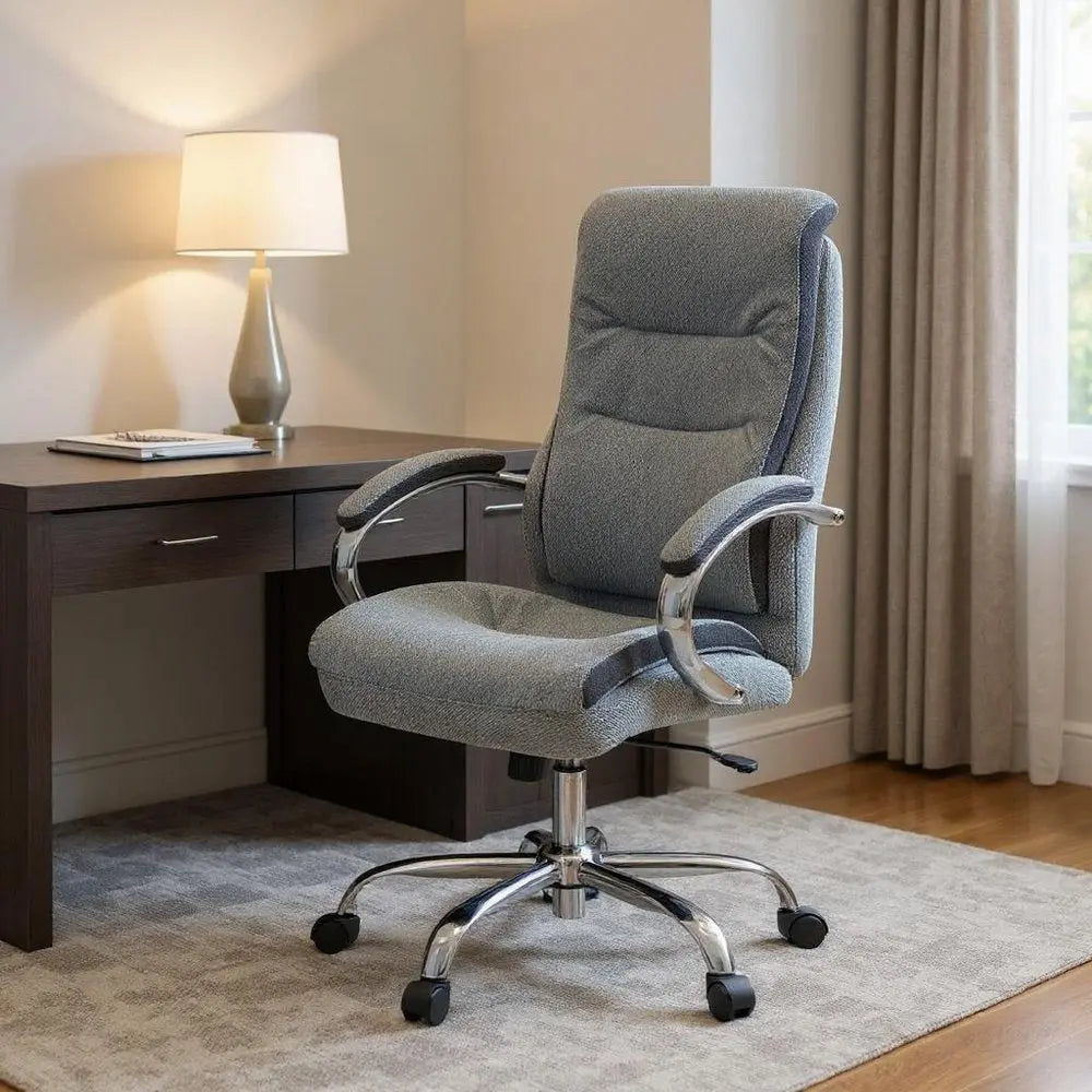 Gray and Silver Adjustable Height Swivel Rolling Executive Office Chair HomeRoots