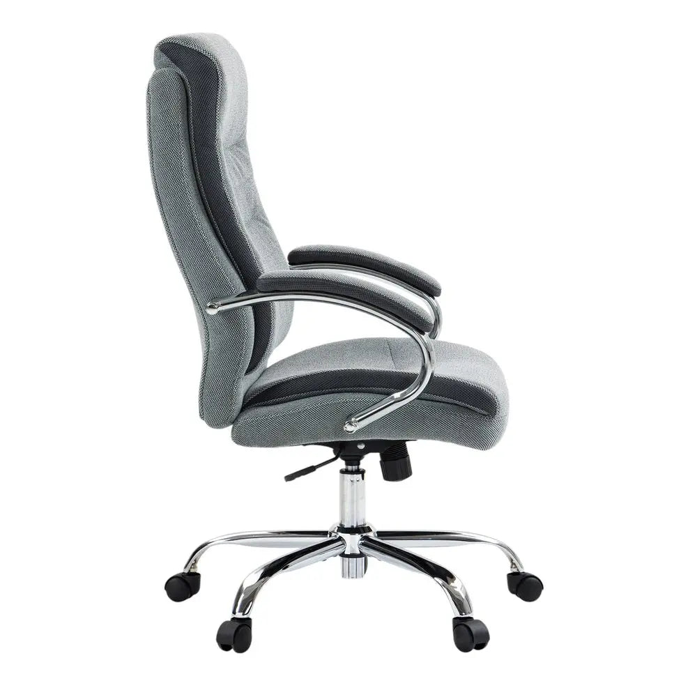 Gray and Silver Adjustable Height Swivel Rolling Executive Office Chair HomeRoots