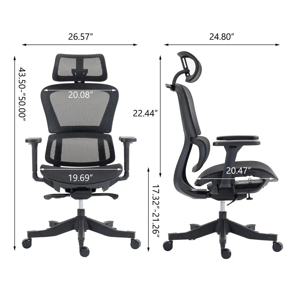 Set of Two Black Adjustable Height Swivel Rolling Office Chair HomeRoots
