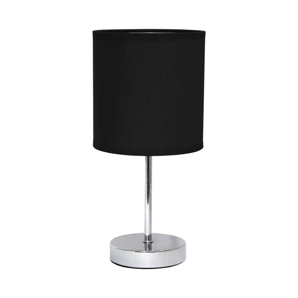 12" Black Metal Table Lamp LED With Black Drum Shade HomeRoots