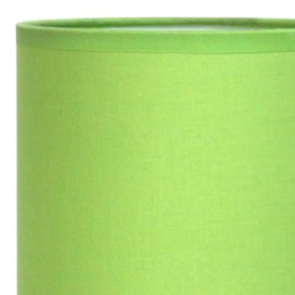 12" Silver Metal Table Lamp LED With Green Drum Shade HomeRoots