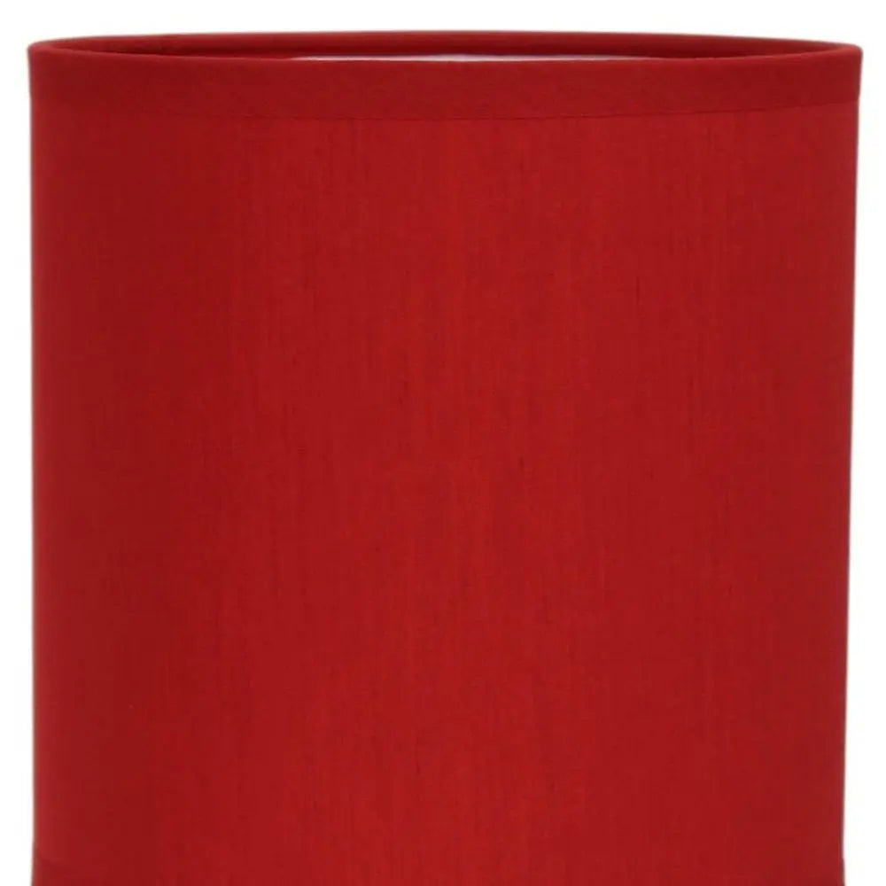 12" Silver Metal Table Lamp LED With Red Drum Shade HomeRoots