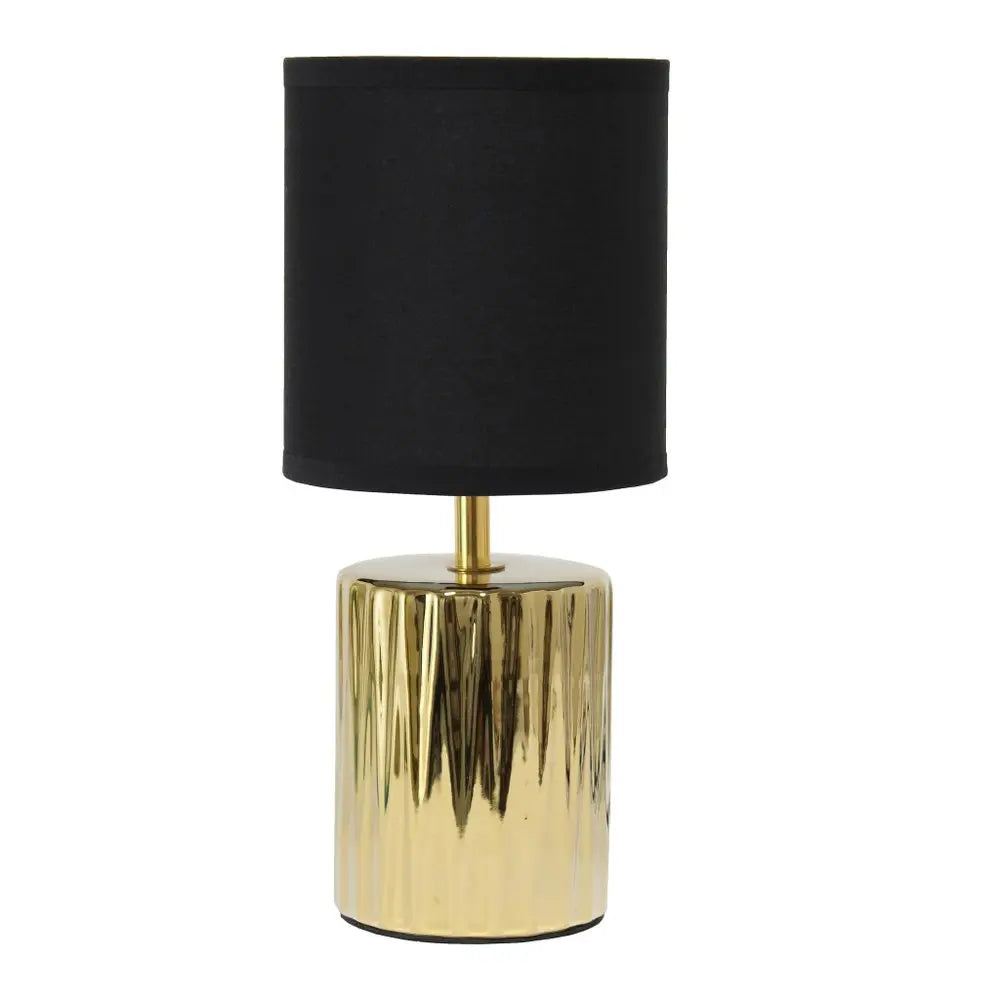 12" Gold Ceramic Table Lamp With Black Drum Shade HomeRoots