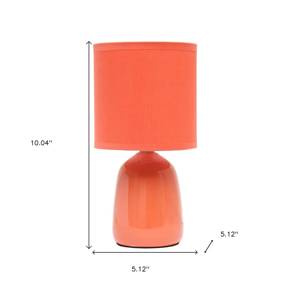 10" Orange Ceramic Round Table Lamp With Orange Drum Shade HomeRoots