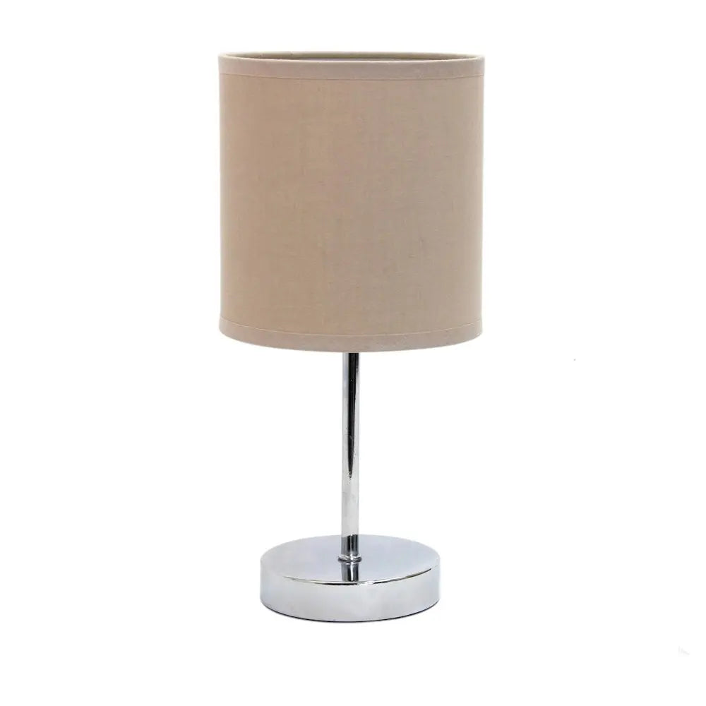 12" Silver Metal Table Lamp LED With Gray Drum Shade HomeRoots