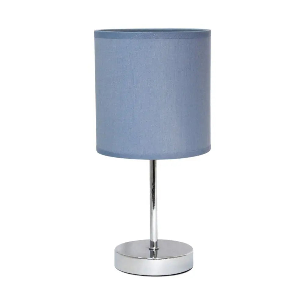 12" Silver Metal Table Lamp LED With Purple Drum Shade HomeRoots