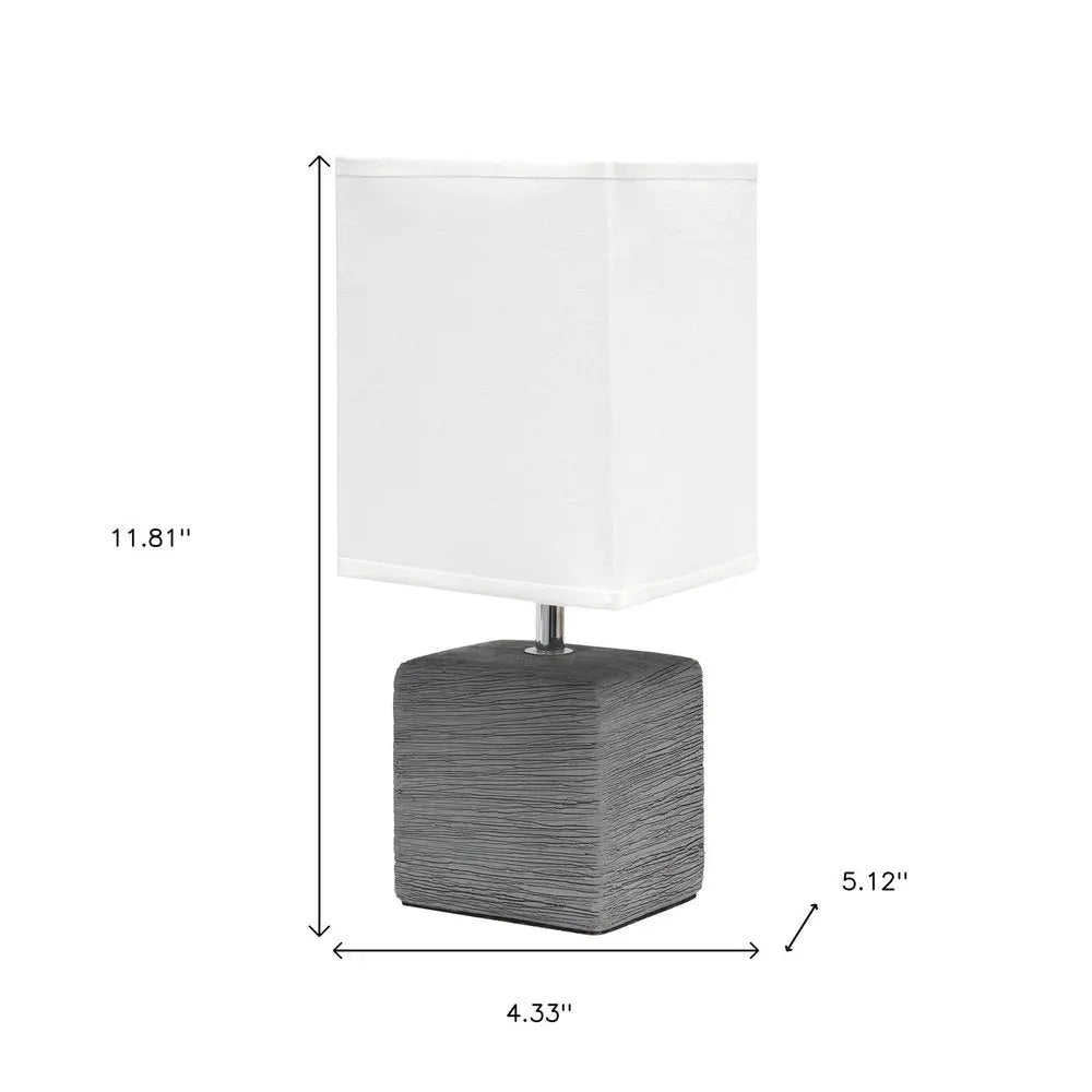 12" Gray Ceramic Square Table Lamp With White Shade HomeRoots