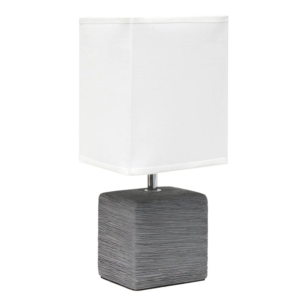 12" Gray Ceramic Square Table Lamp With White Shade HomeRoots