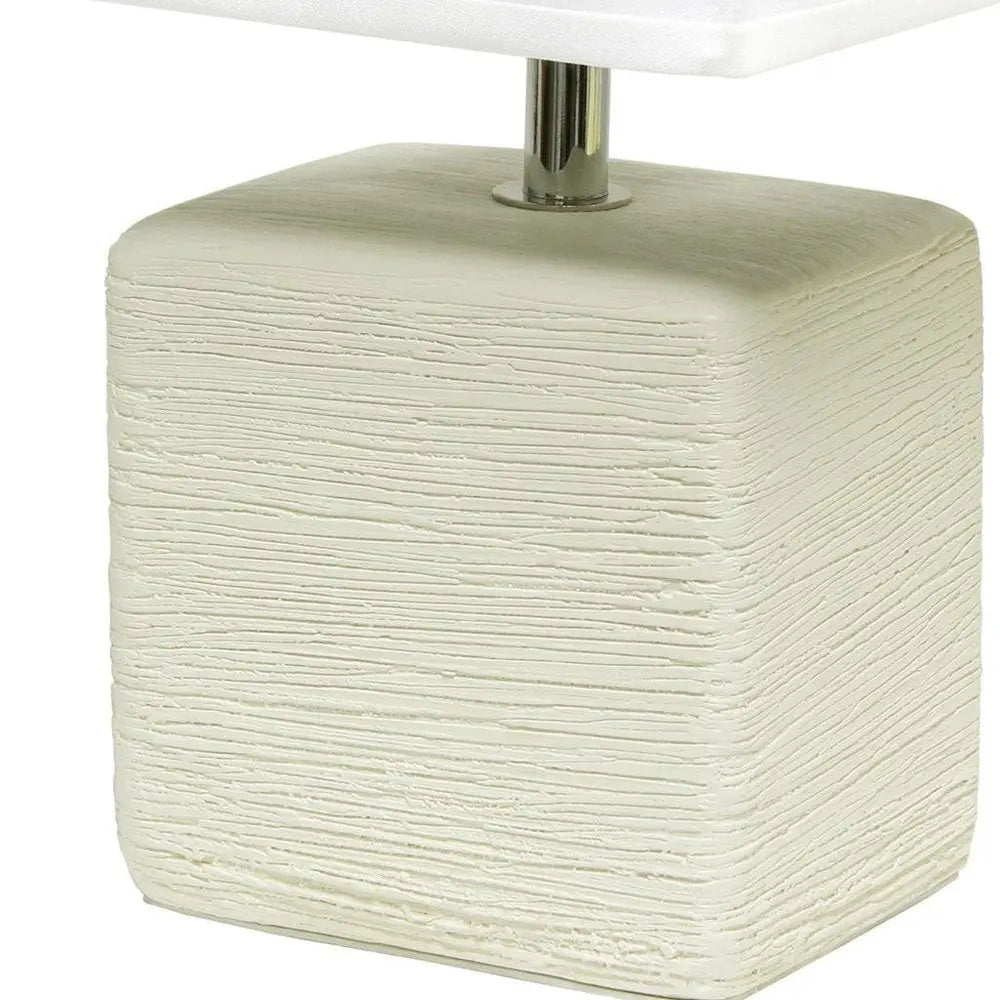 12" Off White Ceramic Square Table Lamp With White Shade HomeRoots