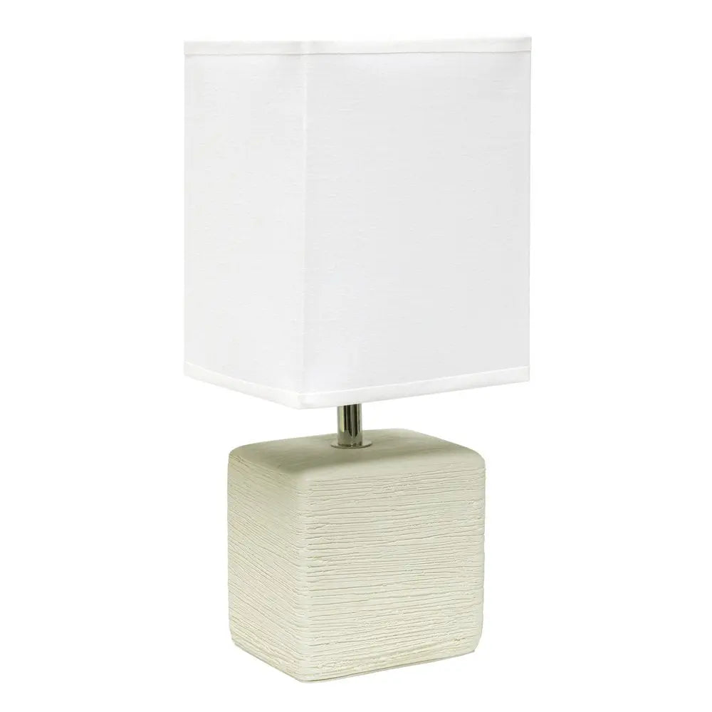 12" Off White Ceramic Square Table Lamp With White Shade HomeRoots