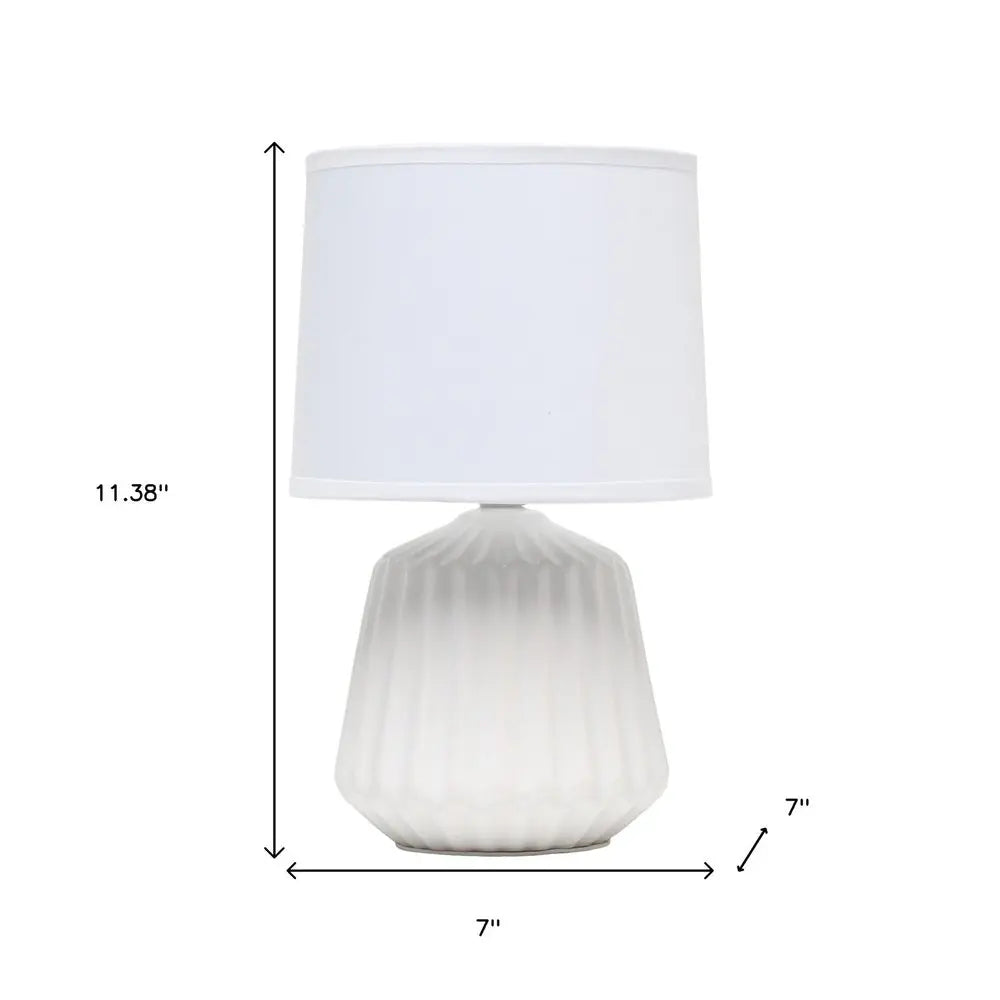 11" Off White Ceramic Round Table Lamp With White Drum Shade HomeRoots