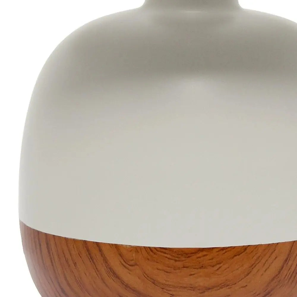 12" Dark Brown Ceramic Round Table Lamp With Gray Drum Shade HomeRoots