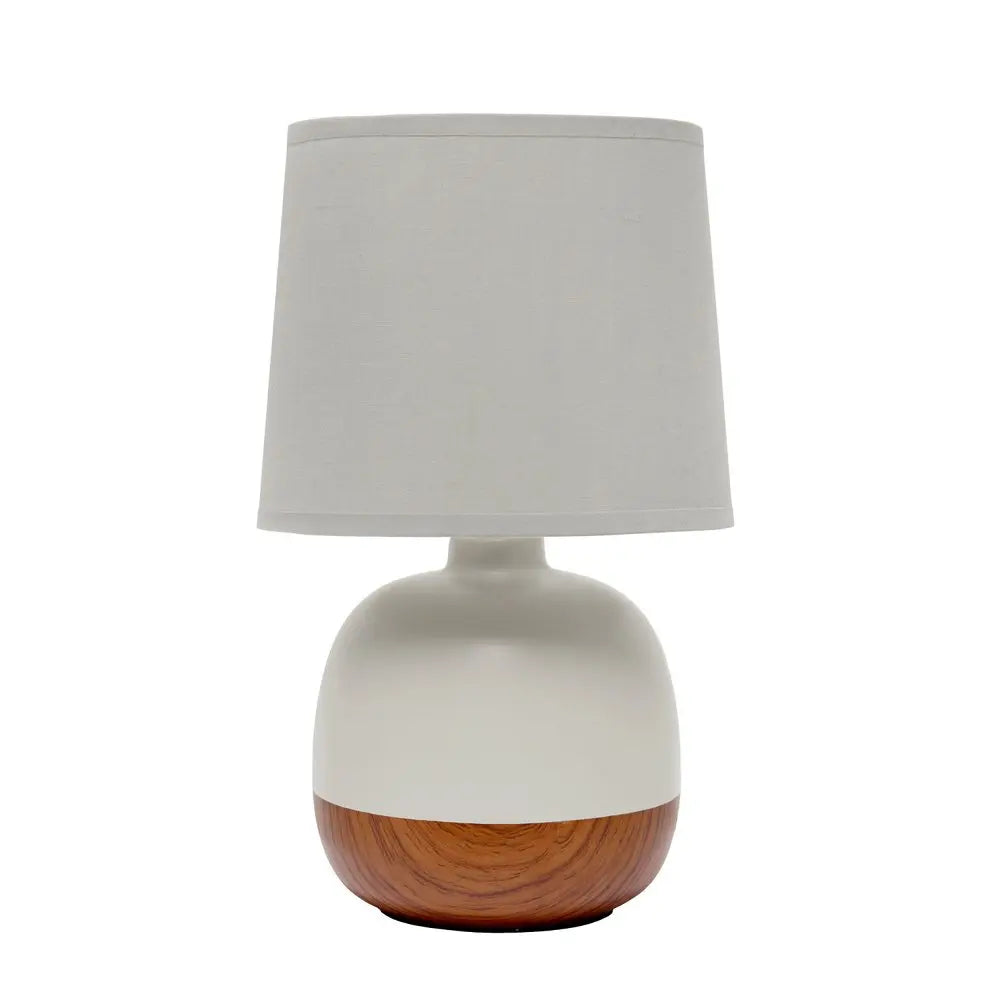 12" Dark Brown Ceramic Round Table Lamp With Gray Drum Shade HomeRoots