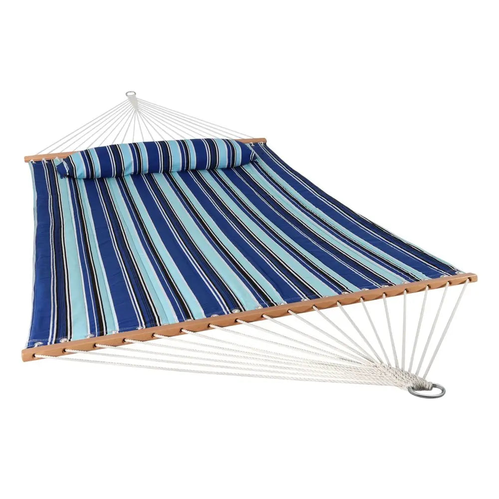 Light Blue And Dark Blue Striped Double Hammock HomeRoots