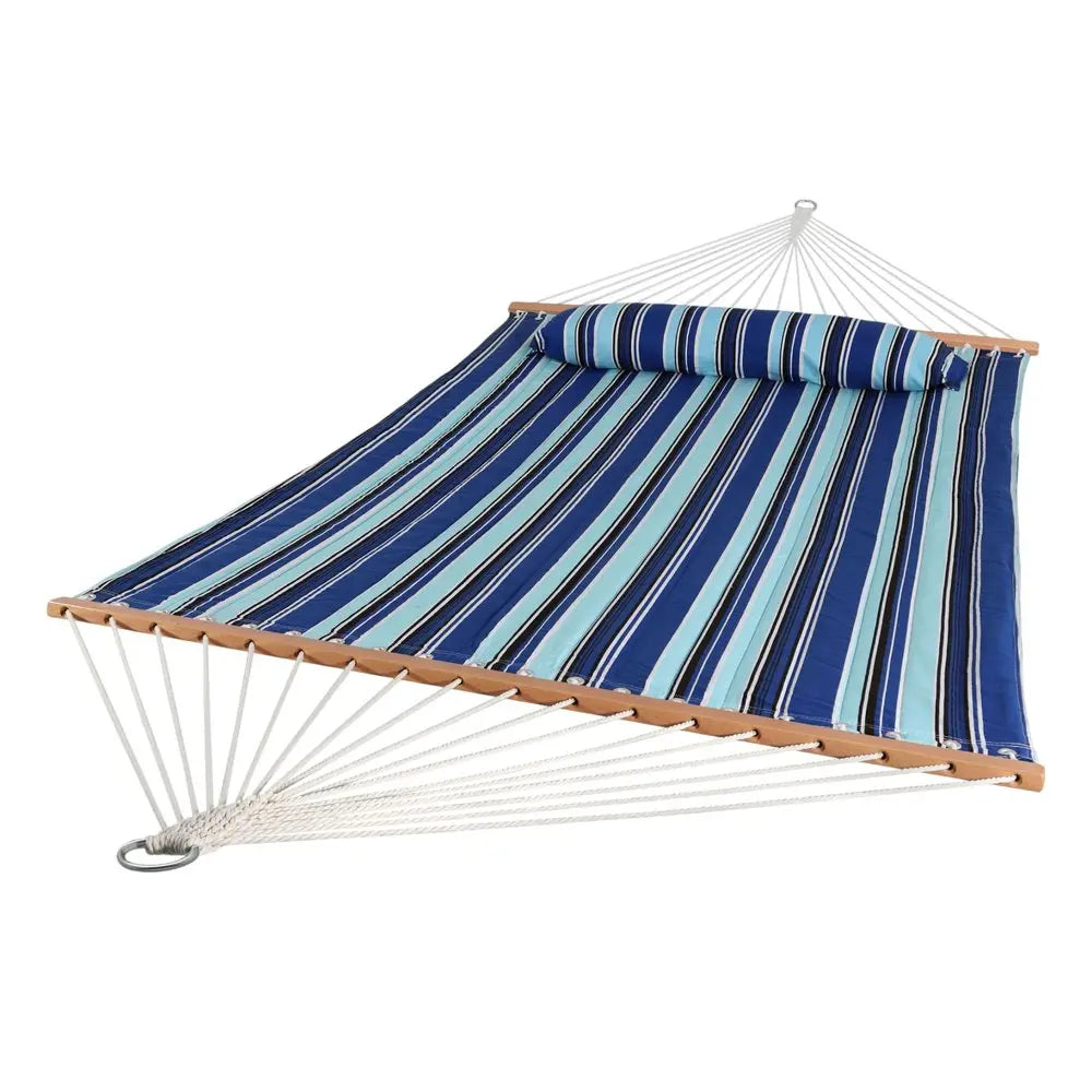 Light Blue And Dark Blue Striped Double Hammock HomeRoots